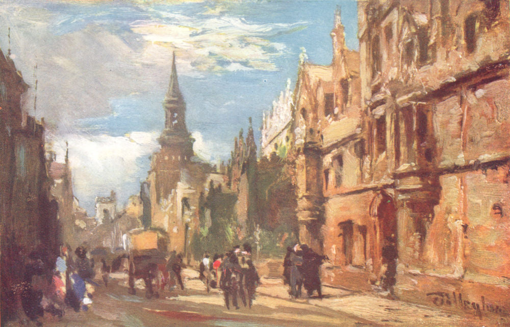OXFORD. All Souls College and the high street 1903 old antique print picture